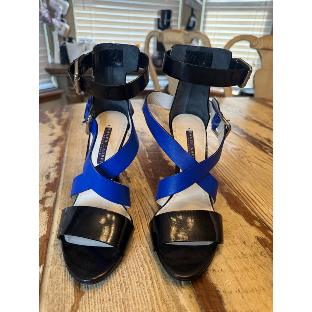 RALPH LAUREN PURPLE LABBEL | Black and Blue Heels, Size 6.5